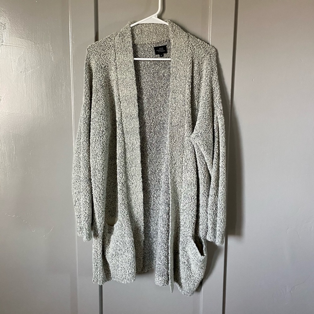 Cozy, oatmeal colored, long cardigan